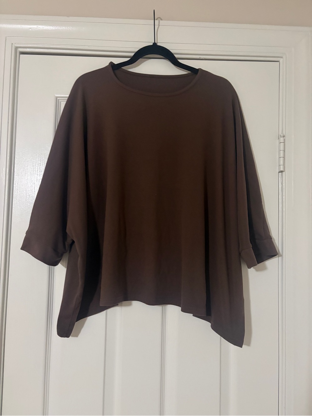 SHEIN Brown Relaxed Crewneck Short Sleeve Top
